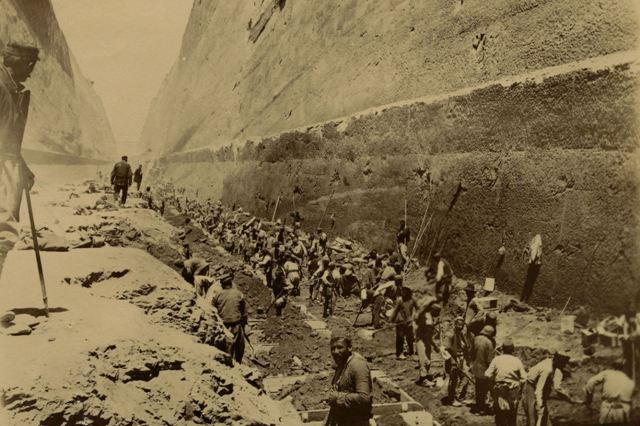 Corinth Canal - Early construction - Late 19th century